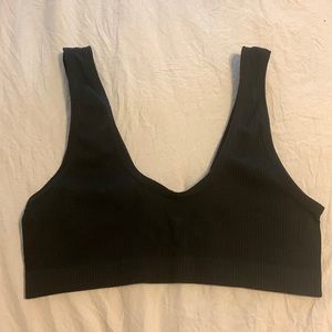 reversible ribbed black bralette